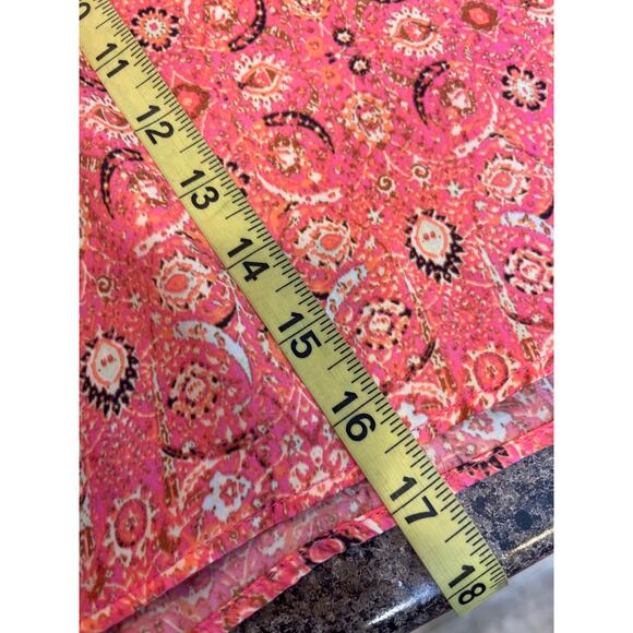 Free People Marion Pink Printed Silky Crop Split Back Shirt Size 10 Floral - Picture 12 of 12